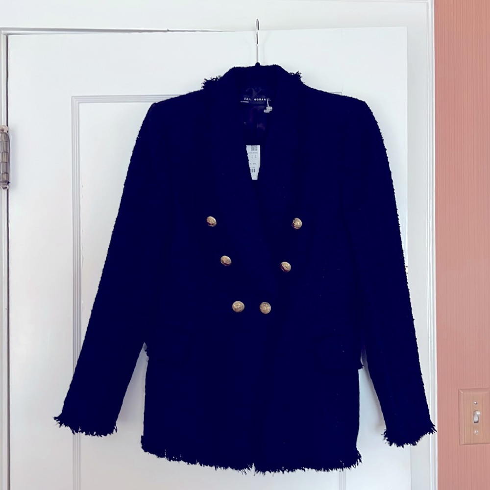 Zara tweed double breasted shawl collar blazer